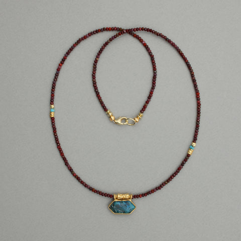 Red Jasper Necklace with Chrysocolla Pendant